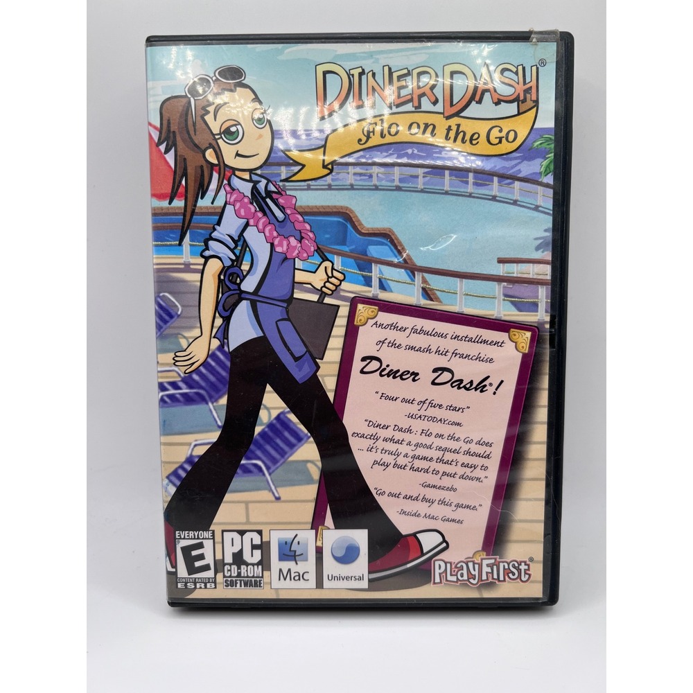 Diner Dash: Flo On The Go CD-ROM PC Mac Game Play First Y2K Gaming UNTESTED